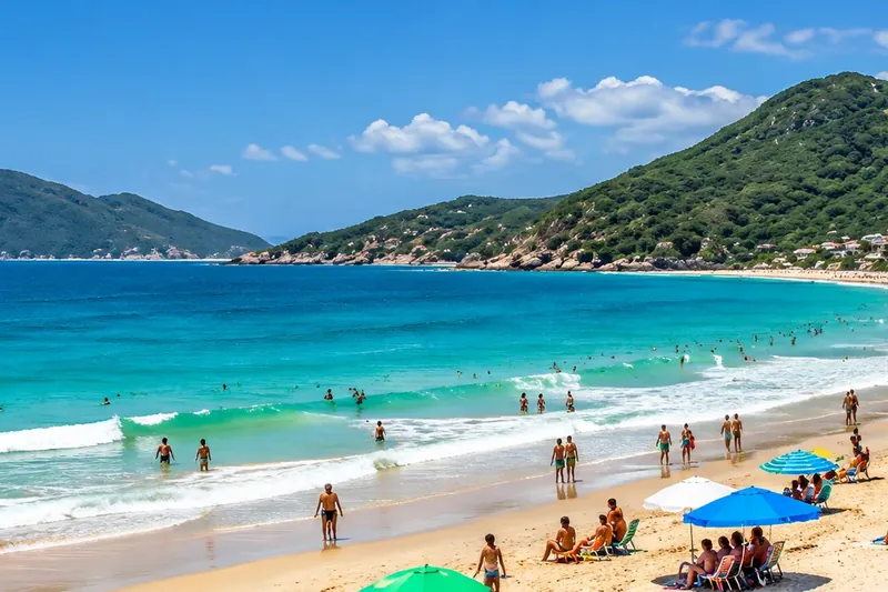 White-sand beach and blue sea in Cabo Frio, Lakes Region
